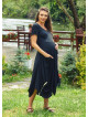 Half Sleeve Round Neck Black Long Bohemian Maternity Dress