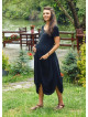 Half Sleeve Round Neck Black Long Bohemian Maternity Dress