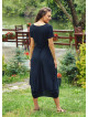 Half Sleeve Round Neck Black Long Bohemian Maternity Dress