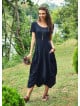 Round Neck Big Pockets Half Sleeve Black Dress