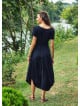 Round Neck Big Pockets Half Sleeve Black Dress