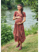 Retro Print Half Sleeve Round Neck Long Bohemian Maternity Dress