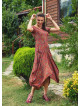 Ethnic Print Round Neck Half Sleeve Long Dress