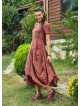 Ethnic Print Round Neck Half Sleeve Long Dress