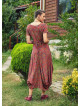 Ethnic Print Round Neck Half Sleeve Long Dress