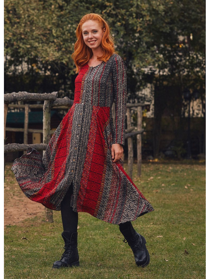 red bohemian dress