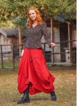 Gypsy Style Oversized Pocket Detailed Wholesale Long Cotton Skirt