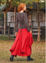 Gypsy Style Oversized Pocket Detailed Wholesale Long Cotton Skirt