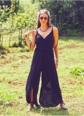 Boho Dressy Black Jumpsuit