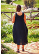 Sleeveless Buttoned Side Pockets Wholesale Plus Size Black Dress