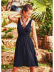 Double Breasted Neck Strappy Bohemia Wholesale Black Sundress