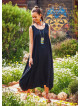 Sleeveless Pocket Detailed Boho Style Black Loose Fit Long Dress