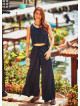 Sleeveless Adjustable Tie Waist Wholesale Black Wrap Jumpsuit