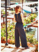 Sleeveless Adjustable Tie Waist Wholesale Black Wrap Jumpsuit