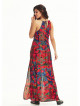 Ethnic Print Back Decollete Slit-Neck  Roma Patten Dress