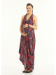 Bohemian Stylish Authentic Degaje Neck Red Patterned Maternity Dress